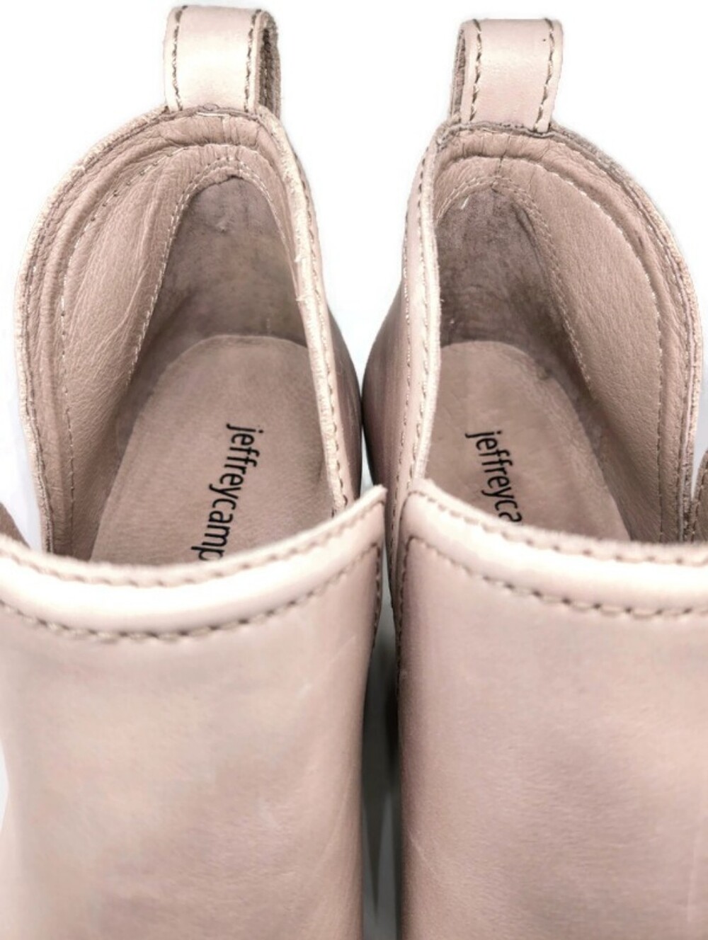 Jeffrey Campbell Rosalee Beige Leather Split-Shaft Pull-On Block Heel Ankle Boot - Picture 8 of 15